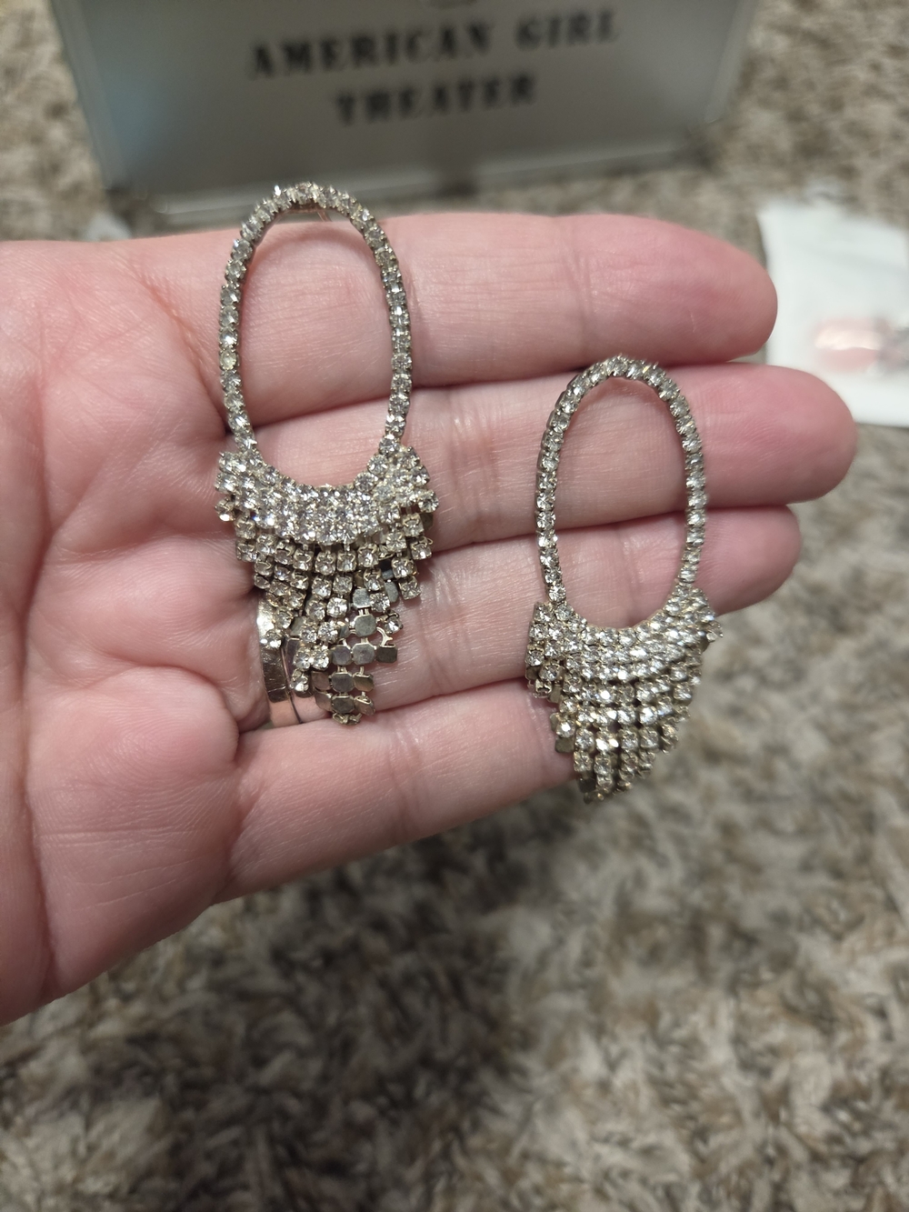 Crystal Fringe Hoop Earrings - Silver Tone